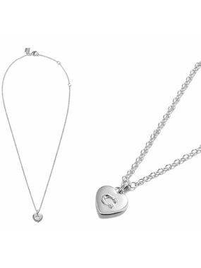 Coach Silver Heart Pendant Necklace Signature “C” Charm 18” Chain NWT + dust bag